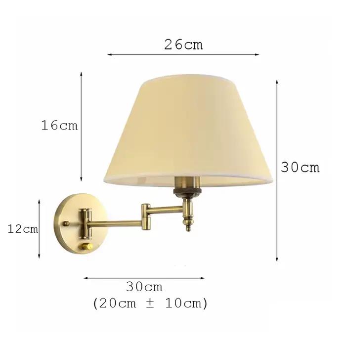 Lampe murale télescopique américaine en tissu et fer