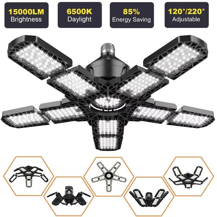 Lampes de Garage LED avec 7/10 + 1 panneaux réglables E26/E27 lampe de travail de magasin de plafond 150W 6500K ampoule pour éclairage industriel d'atelier