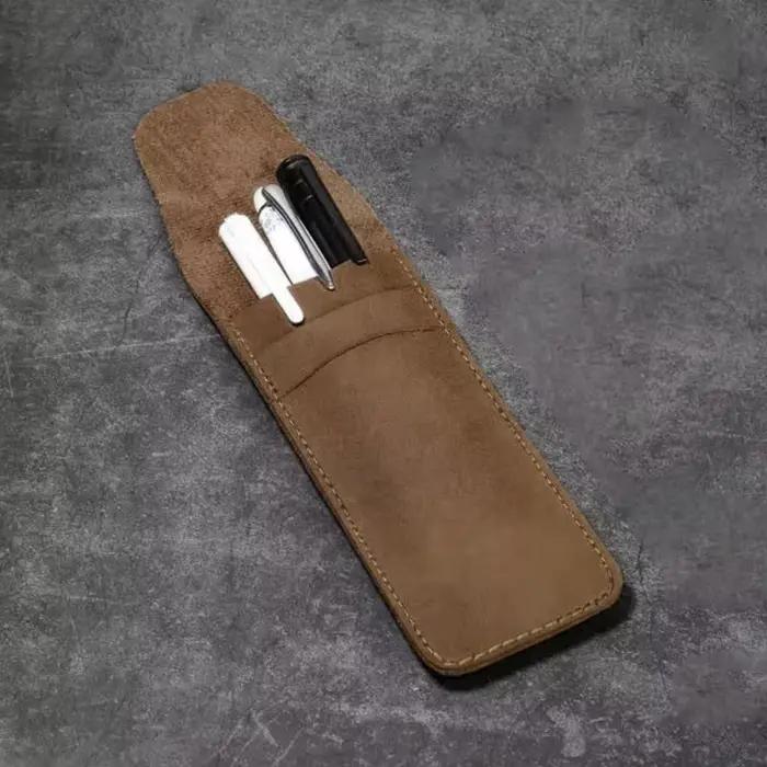 Étui à stylos en cuir Vintage