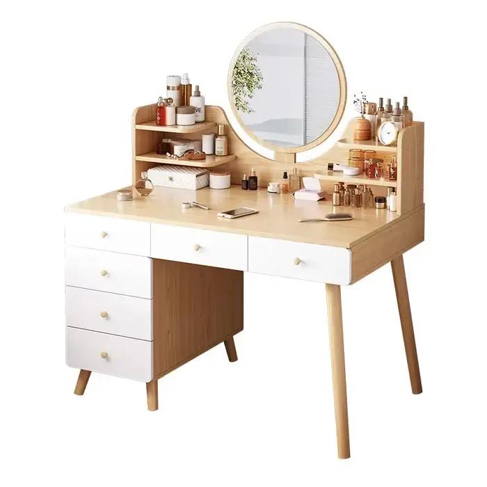 Table de maquillage multifonctionnelle avec tiroirs et tabouret de maquillage pour chambre à coucher design moderne minimaliste