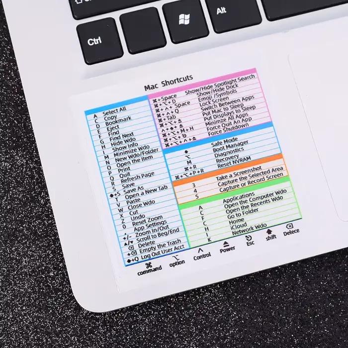 Autocollant de raccourci de clavier de référence d'ordinateur