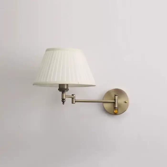 Lampe murale télescopique américaine en tissu et fer