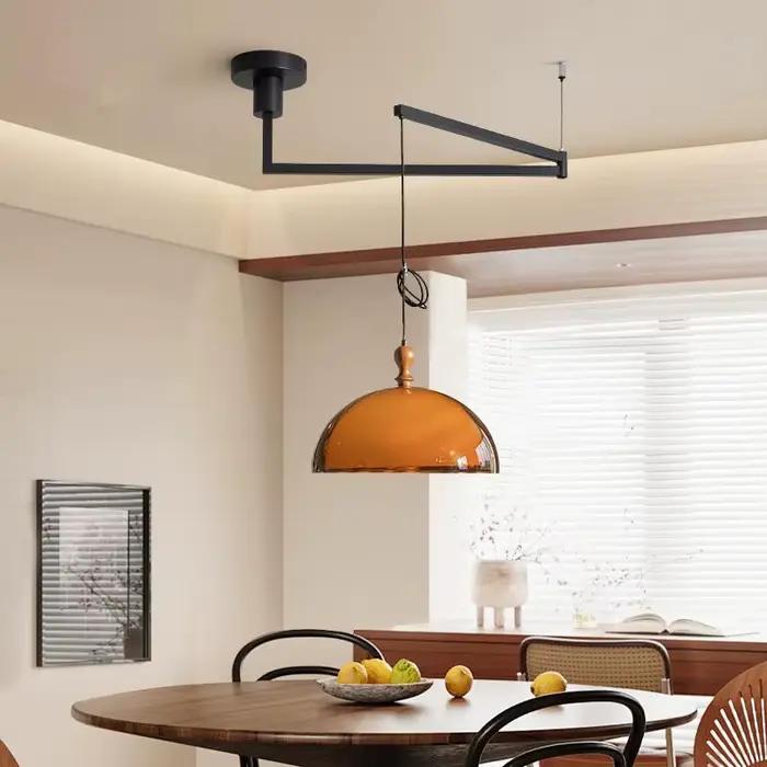 Lampe suspendue vintage marron Bauhaus orange