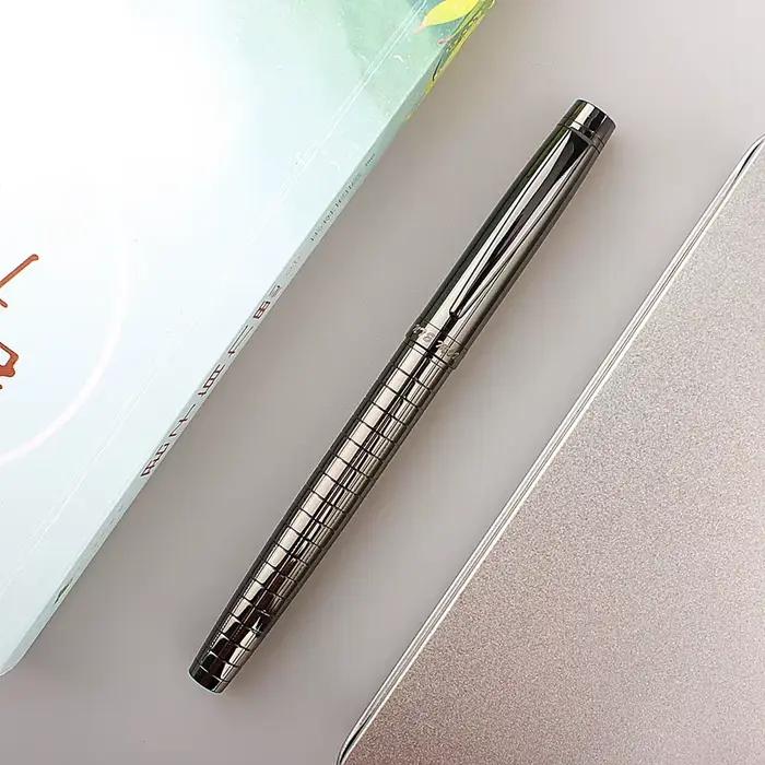 Monte Mount School - Fournitures de bureau - Stylo à bille en métal gris de luxe - 0