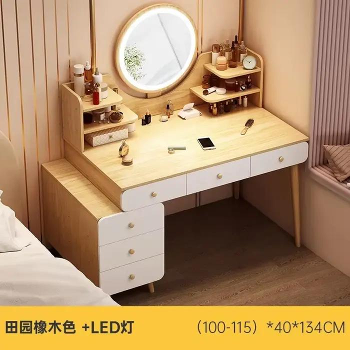 Table de maquillage multifonctionnelle avec tiroirs et tabouret de maquillage pour chambre à coucher design moderne minimaliste