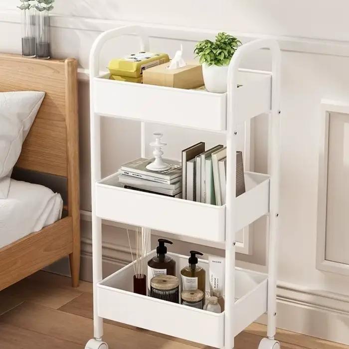 Support de rangement multicouche, espace efficace avec roues, chariot à main Double couche, organisateur de papeterie, support de rangement Mobile pour salle de bain