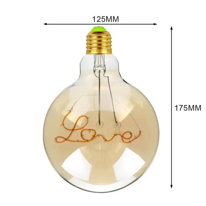 Ampoule LED Rétro Edison 220V 4W 8W Dimmable G125 Love Lamp Light
