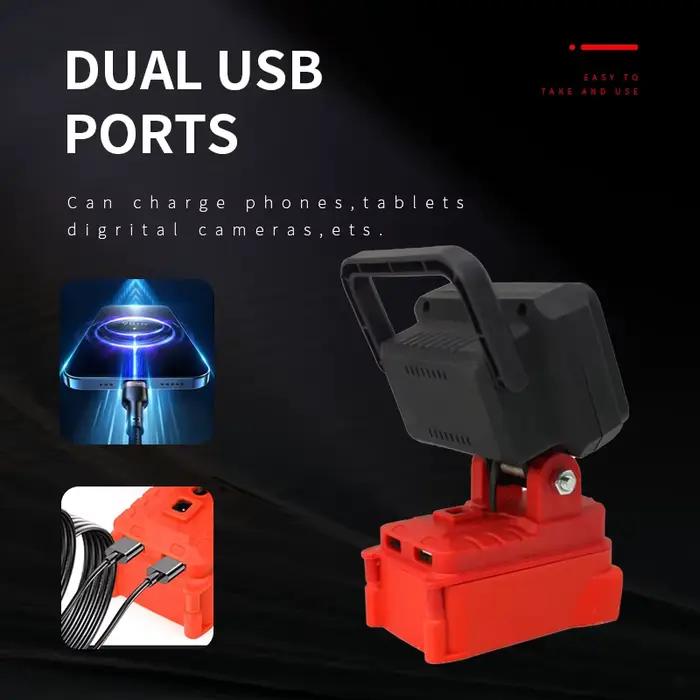 Lampe LED portable sans fil adaptée à la batterie Milwaukee M18