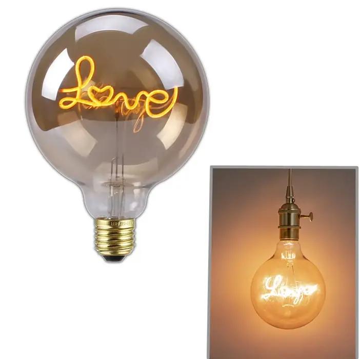 Ampoule LED Rétro Edison 220V 4W 8W Dimmable G125 Love Lamp Light