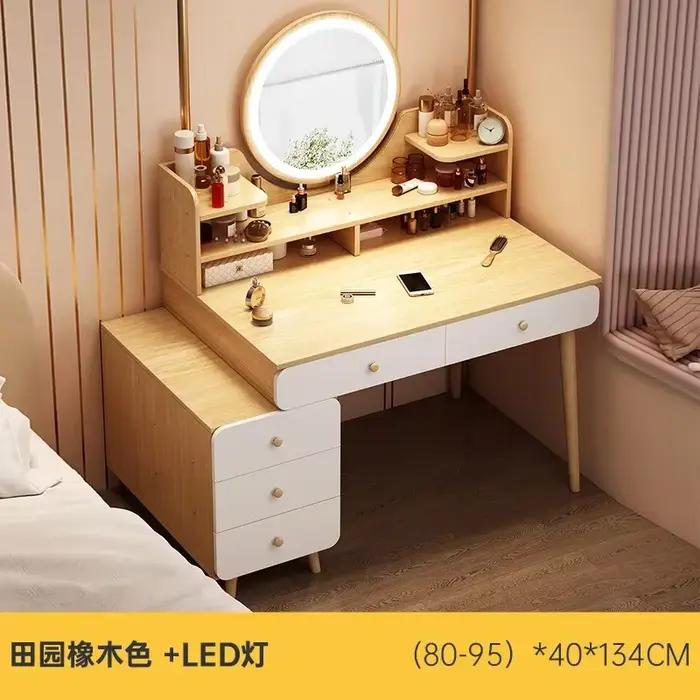 Table de maquillage multifonctionnelle avec tiroirs et tabouret de maquillage pour chambre à coucher design moderne minimaliste