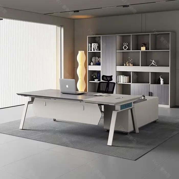 Bureau en forme de L en bois MDF élégant avec rangement intégré pour cadres supérieurs et entreprises occasions spéciales