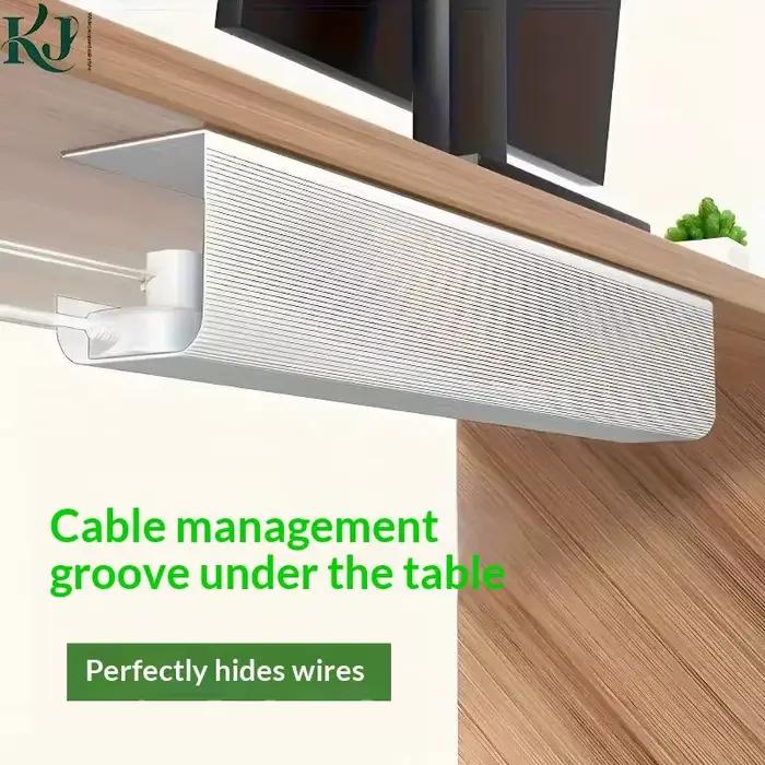 Nouvel Organisateur de Câbles PVC 40cm/15.75inch à Fixation Murale Sans Perçage pour Bureau