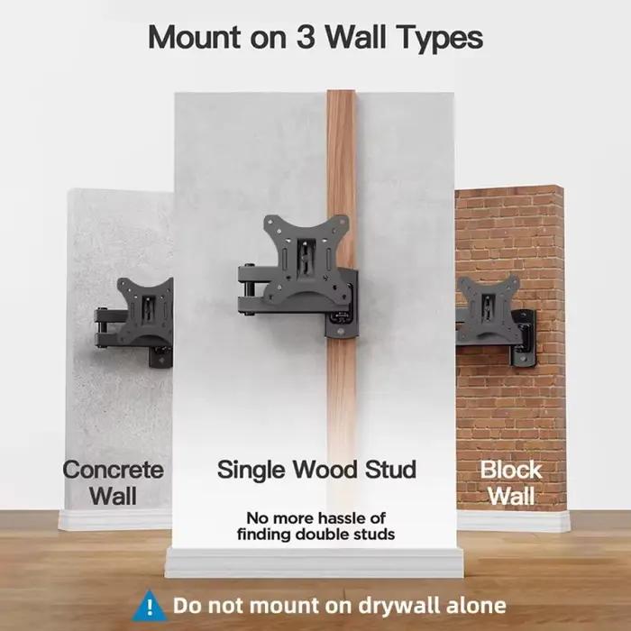 Support mural inclinable et pivotant pour téléviseur et moniteur avec bras articulé pour téléviseurs plats et incurvés de 10 à 32 pouces