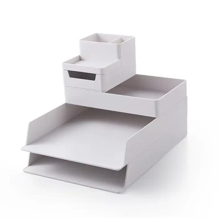 Boîte de rangement en acier inoxydable et rotin multicolore pour bureau organisation documents stylos et autres articles divers occasionnellement à offrir
