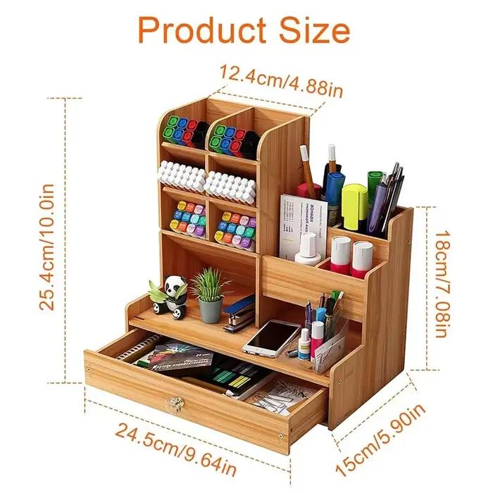 Organisateur de bureau en bois de grande capacité
