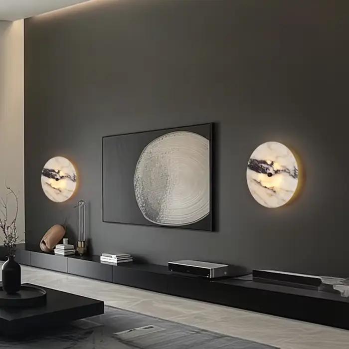 Rond luxe pierre naturelle albâtre applique salon marbre