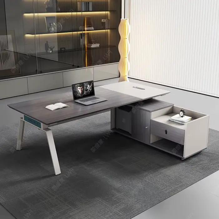 Bureau en forme de L en bois MDF élégant avec rangement intégré pour cadres supérieurs et entreprises occasions spéciales