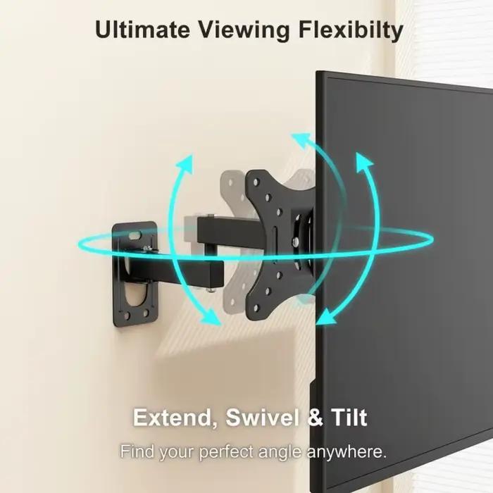Support mural inclinable et pivotant pour téléviseur et moniteur avec bras articulé pour téléviseurs plats et incurvés de 10 à 32 pouces