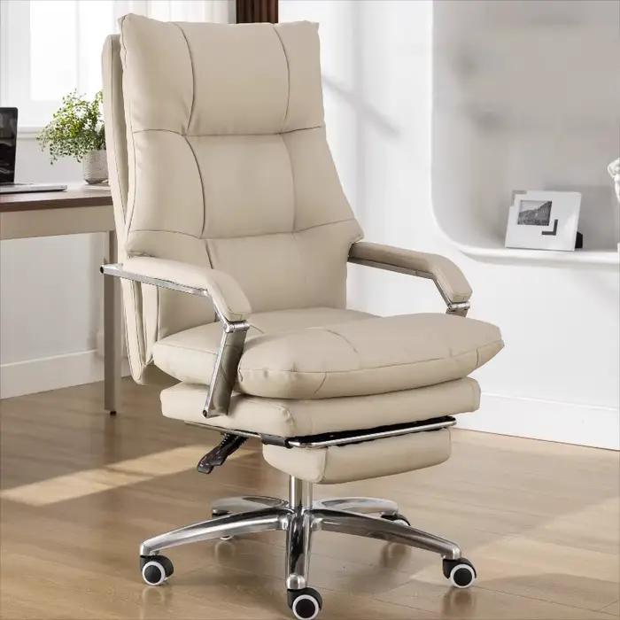 Chaise De bureau ergonomique De luxe en cuir moderne pivotant inclinable