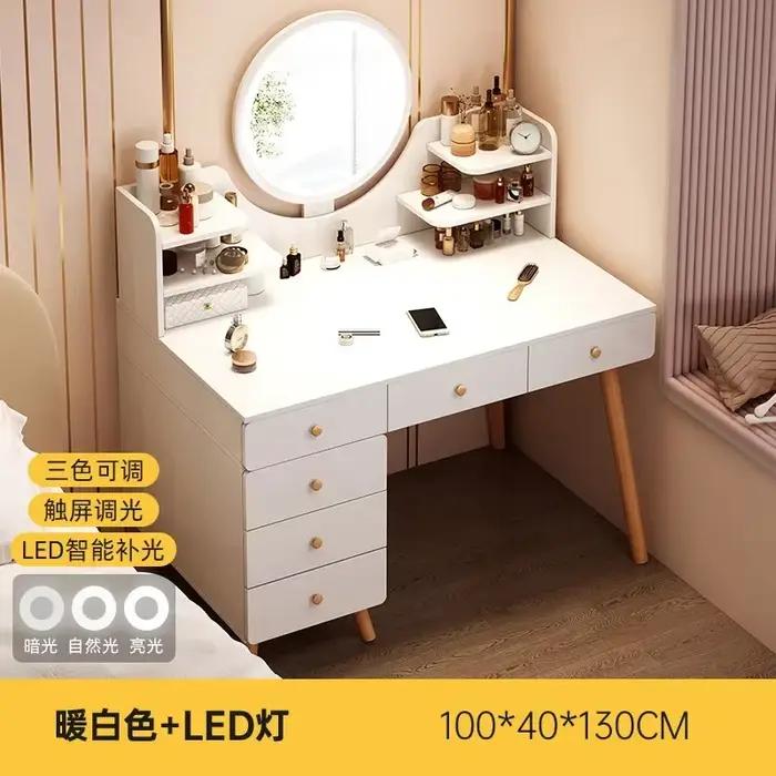 Table de maquillage multifonctionnelle avec tiroirs et tabouret de maquillage pour chambre à coucher design moderne minimaliste
