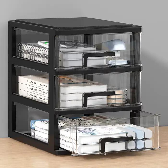 Tiroirs organisateurs de bureau modulaires système de stockage de fichiers A4 transparent style japonais pour espace de travail élégant et organisé
