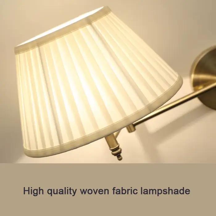 Lampe murale télescopique américaine en tissu et fer