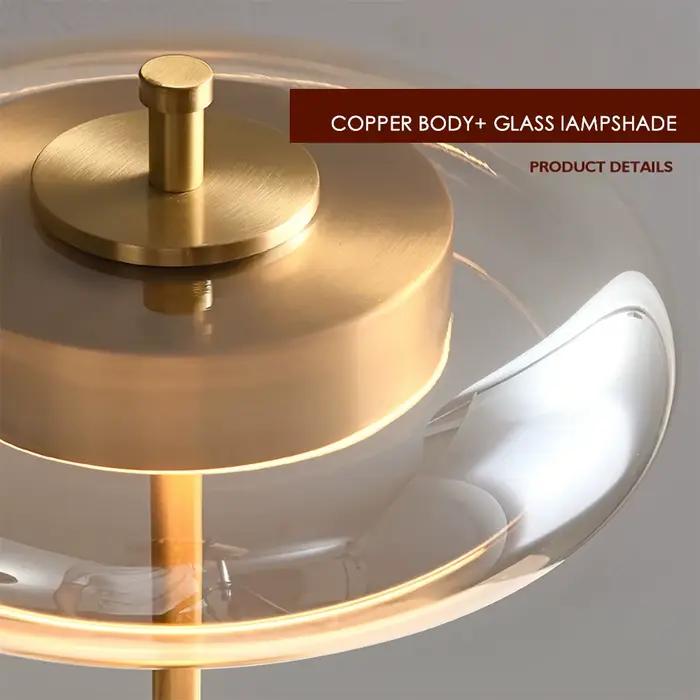 Lampe sur pied vintage en verre doré pour chambre à coucher