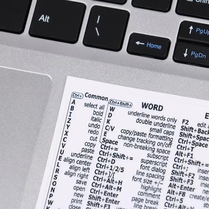 Autocollant de raccourci de clavier de référence d'ordinateur