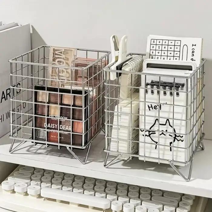 Panier de rangement en métal ajouré multifonctionnel