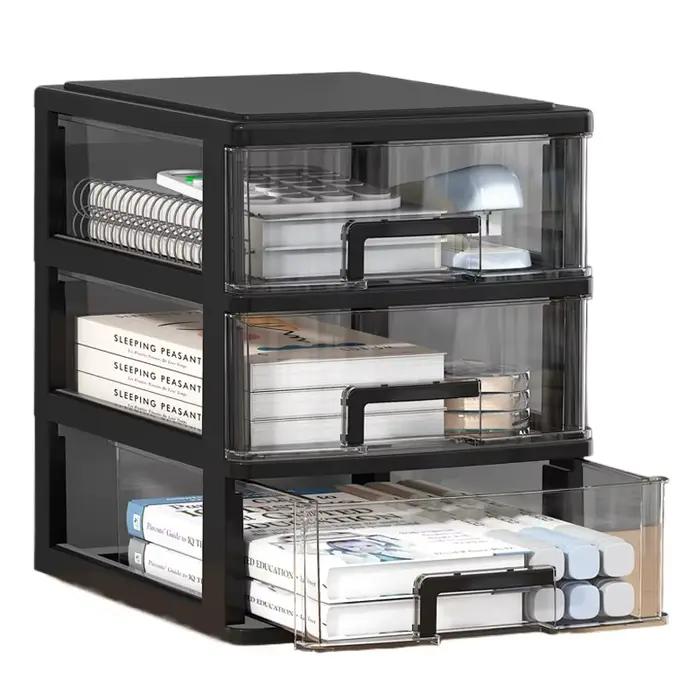 Tiroirs organisateurs de bureau modulaires système de stockage de fichiers A4 transparent style japonais pour espace de travail élégant et organisé