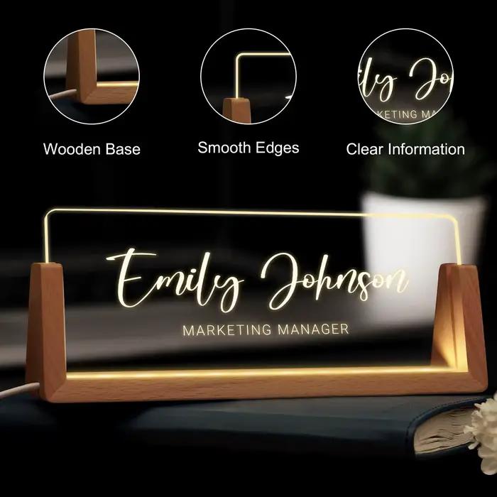 Plaque acrylique personnalisée avec nom de bureau lumineux