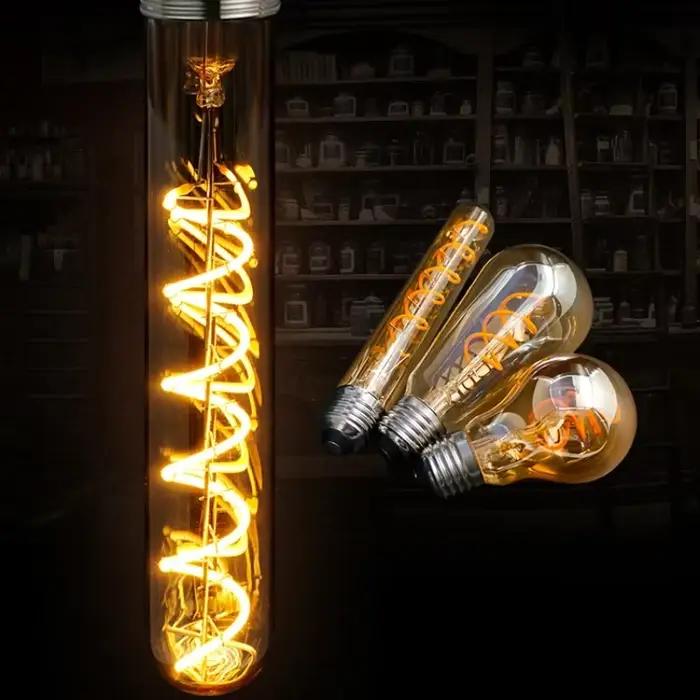E14 E27 lumière spirale G80 G95 G125 LED ampoule à Filament 220V 4W 2200K rétro Vintage lampes éclairage décoratif lampe Edison à intensité variable