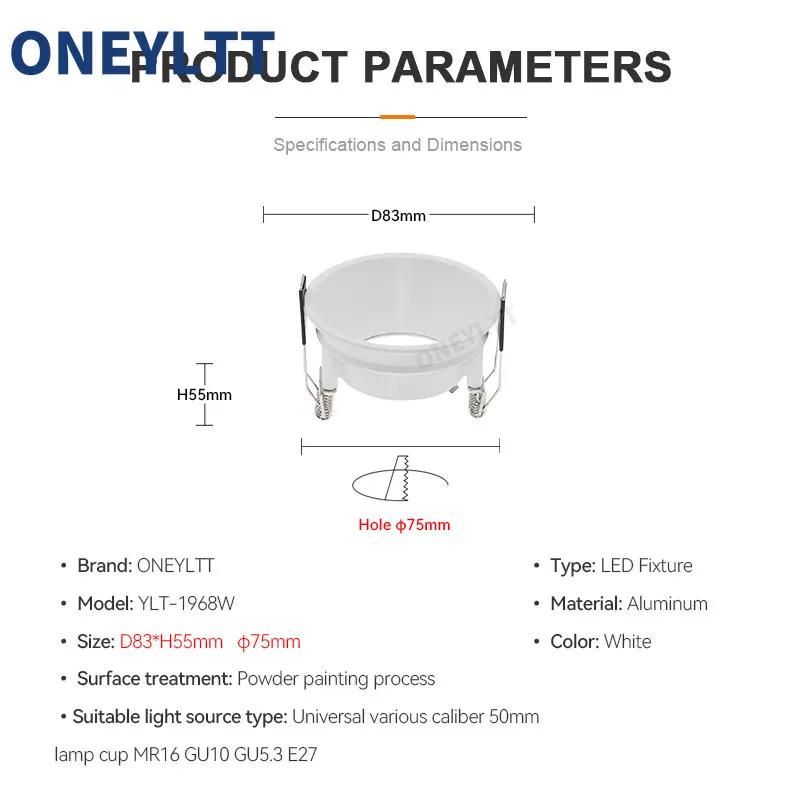 Cadre de projecteur de plafond LED encastré, supports de montage ronds GU10, supports de lumière rég