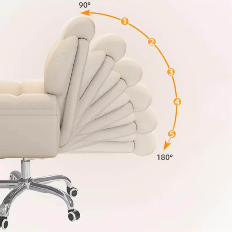 Chaise de Bureau Moderne Blanche avec Repose-Pieds Mobile, Fauteuil de Jeu Doux et Confortable, Mobi