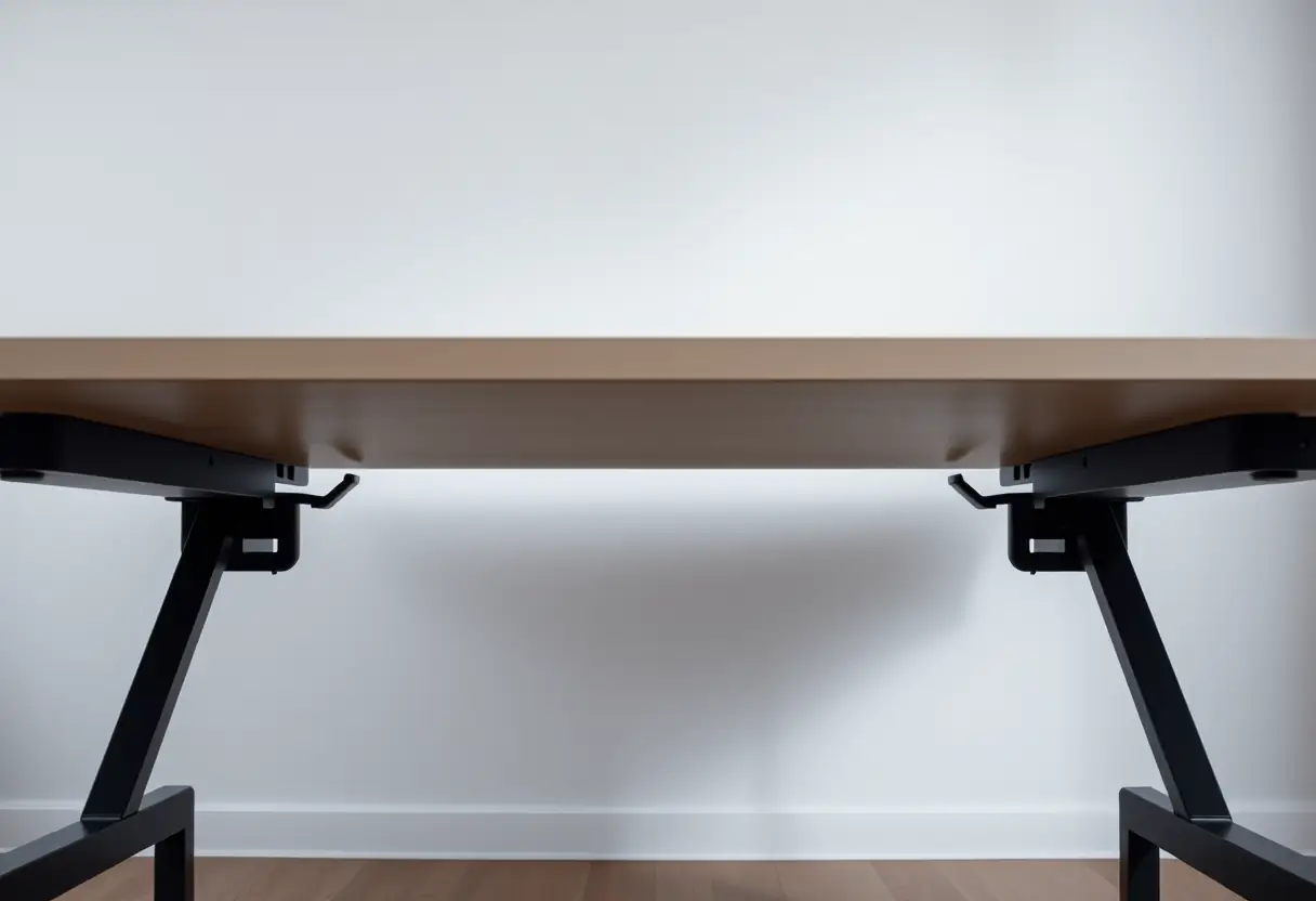Bureau extensible partiellement ouvert, jambes ajustables