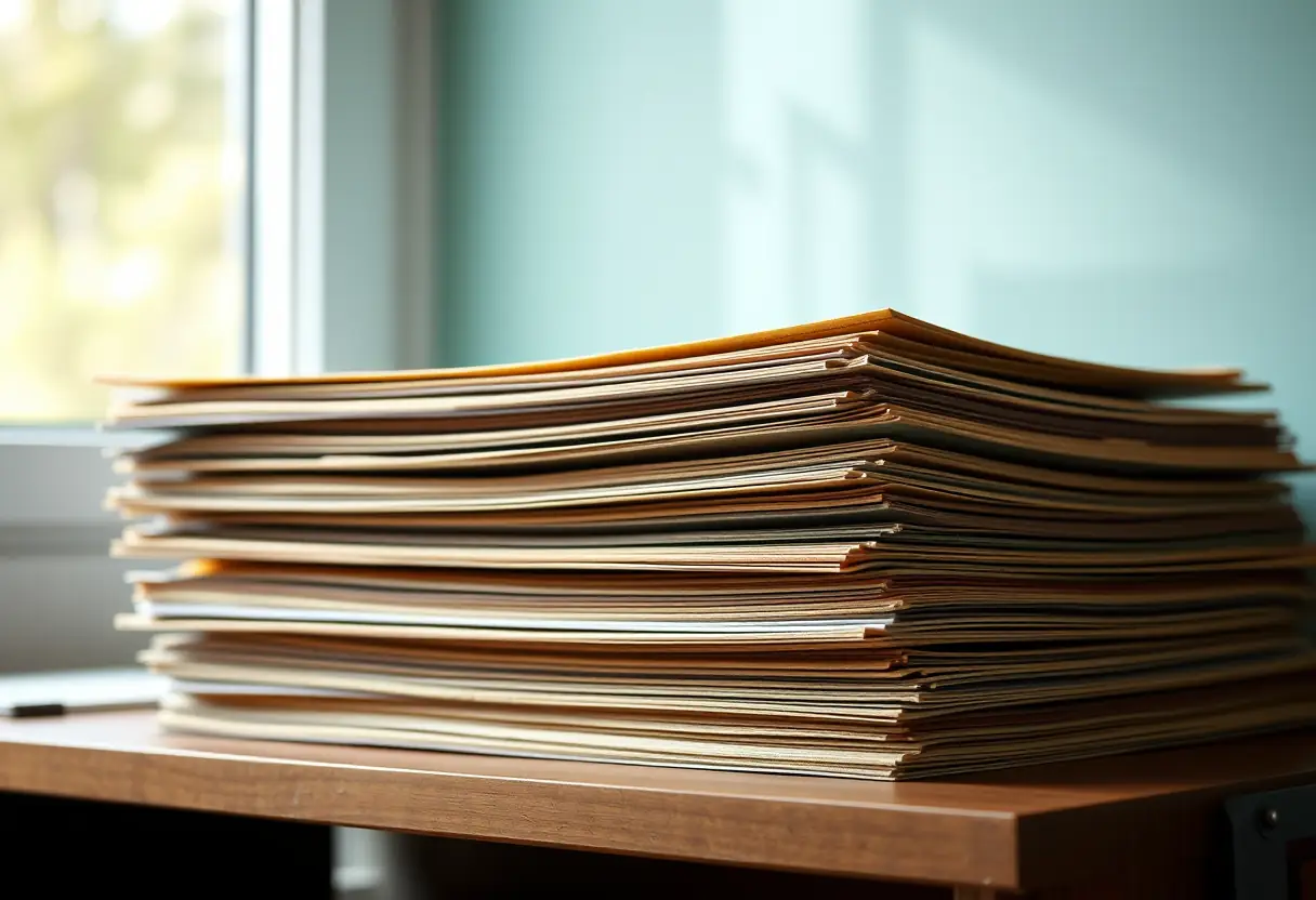 Des dossiers bien organisés sur une étagère en bois