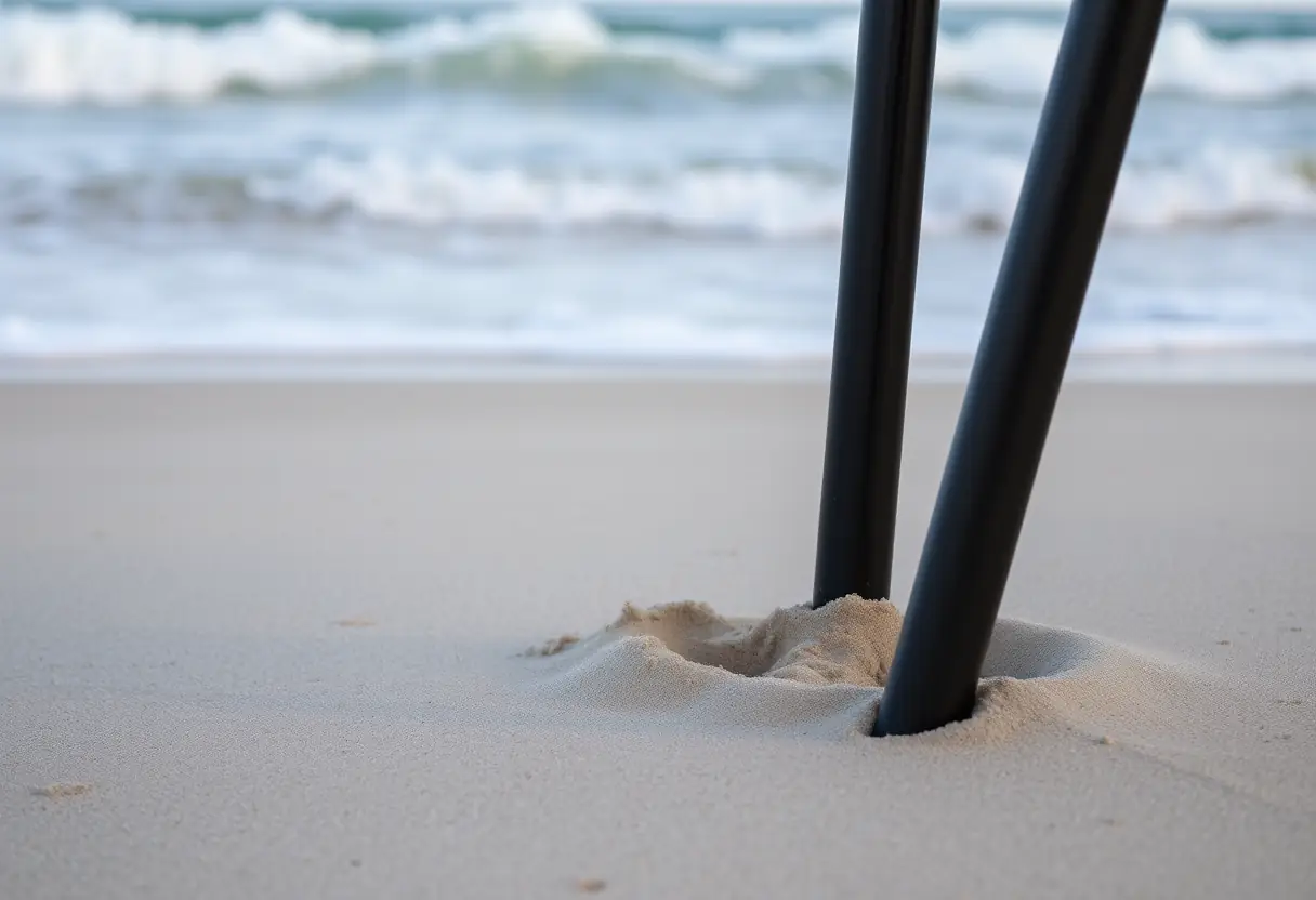 Pied de bureau IKEA endurant sur une plage