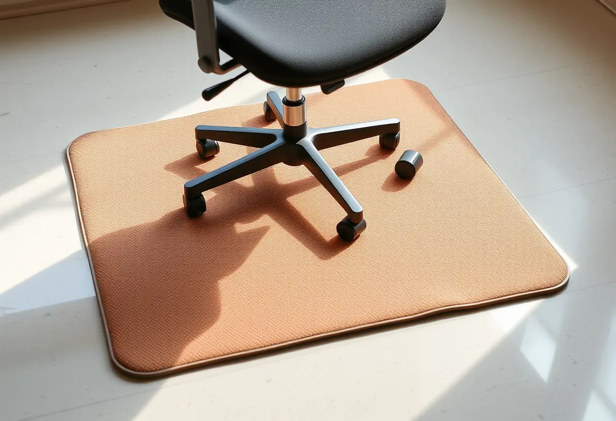 Mat anti-dérapant sous un fauteuil ergonomique